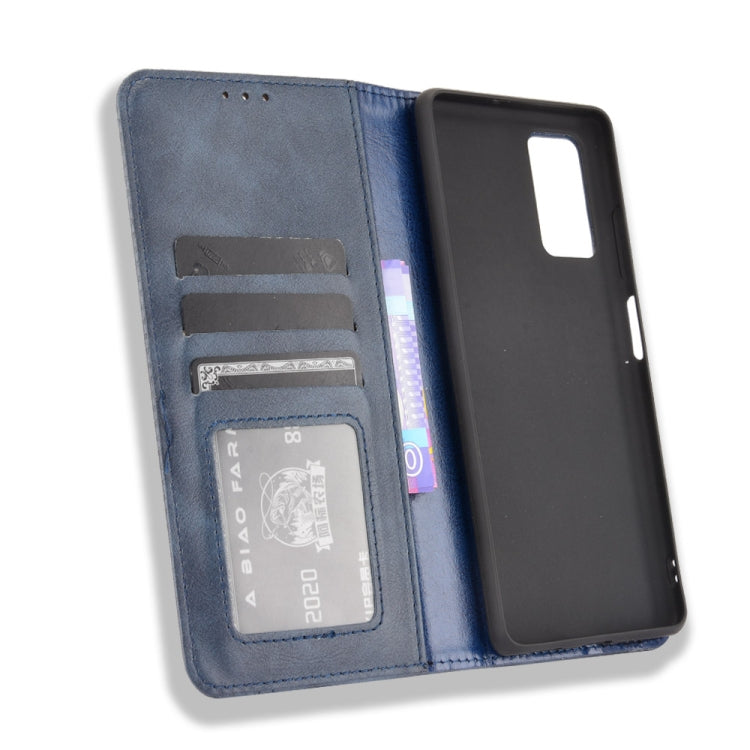 For Blackview A100 Magnetic Buckle Retro Crazy Horse Texture Horizontal Flip Leather Case with Holder & Card Slots & Photo Frame(Blue)
