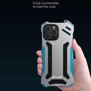 For iPhone 13 Pro R-JUST Shockproof Armor Metal Protective Case (Blue)