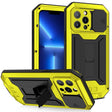 For iPhone 13 Pro R-JUST Sliding Camera Shockproof Life Waterproof Dust-proof Metal + Silicone Protective Case with Holder (Yellow) - iPhone 13 Pro Cases by R-JUST | Online Shopping South Africa | PMC TechLife | Buy Now Pay Later Mobicred