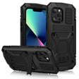 For iPhone 13 mini R-JUST Shockproof Waterproof Dust-proof Metal + Silicone Protective Case with Holder (Black) - free shipping - PMC TechLife - Order now!