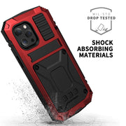 For iPhone 13 mini R-JUST Shockproof Water-resistant Dust-proof Metal + Silicone Protective Case with Holder (Red)