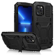 For iPhone 13 Pro R-JUST Shockproof Waterproof Dust-proof Metal + Silicone Protective Case with Holder (Black) - iPhone 13 Pro Cases by R-JUST | Online Shopping South Africa | PMC TechLife | Buy Now Pay Later Mobicred