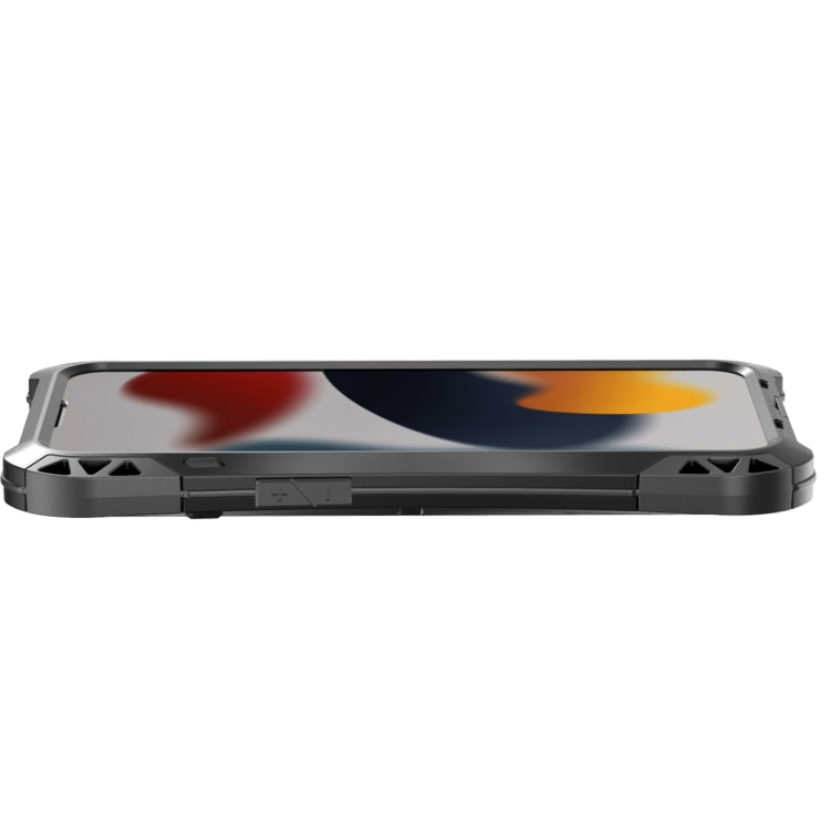 For iPhone 13 mini R-JUST AMIRA Shockproof Dustproof Water-resistant Metal Protective Case (Black)