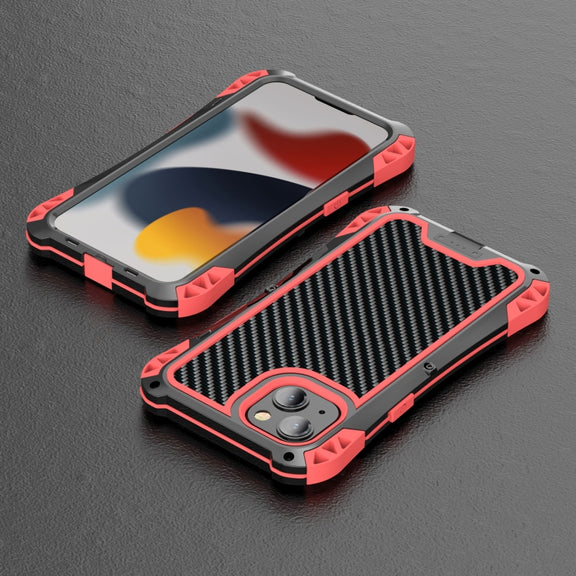 For iPhone 13 mini R-JUST AMIRA Shockproof Dustproof Water-resistant Metal Protective Case (Red)