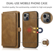 For iPhone 13 Pro Strong Magnetic Detachable Horizontal Flip Leather Case with Card Slots & Wallet (Brown)