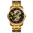 SKMEI 9193 Men Golden Dragon Pattern Calendar Dial Luminous Quartz Watch(Gold Black) - free shipping - PMC TechLife - Order now!