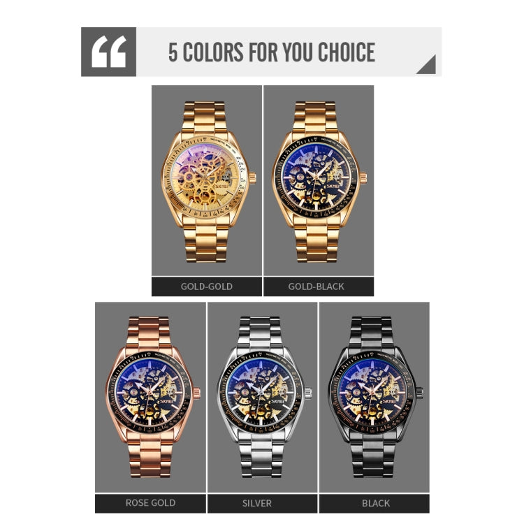 SKMEI 9194 Men Mechanical Gear Dial Automatic Mechanical Watch(Rose Gold)