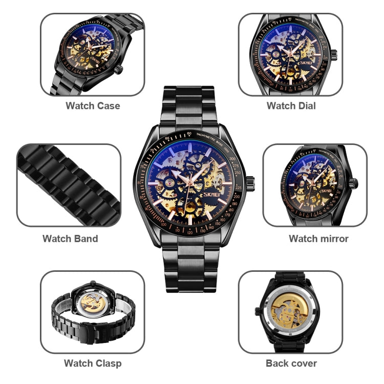 SKMEI 9194 Men Mechanical Gear Dial Automatic Mechanical Watch(Gold)