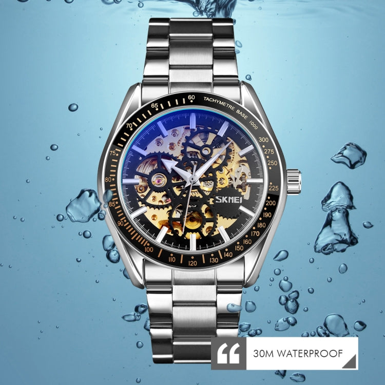 SKMEI 9194 Men Mechanical Gear Dial Automatic Mechanical Watch(Gold Black)