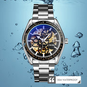 SKMEI 9194 Men Mechanical Gear Dial Automatic Mechanical Watch(Gold Black)