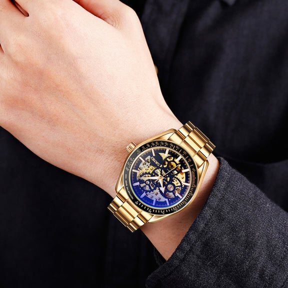 SKMEI 9194 Men Mechanical Gear Dial Automatic Mechanical Watch(Gold)