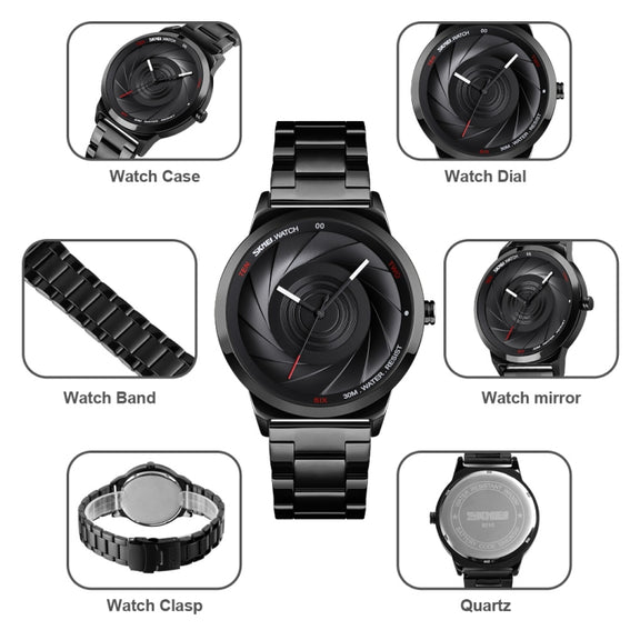 SKMEI 9210 Ladies Business Watch Simple 3D Dial Quartz Watch(Black)