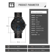 SKMEI 9218 Men Horizontal Striped Arabic Numeral Dial Mesh Belt Quartz Watch(Black)