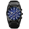 SKMEI 9249 Men Moonphase Calendar Stopwatch Leather Strap Quartz Watch(Black Blue) - free shipping - PMC TechLife - Order now!