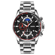 SKMEI 9250 Men Moonphase Stopwatch Date Six Pin Stainless Steel Strap Quartz Watch(Silver Black) - free shipping - PMC TechLife - Order now!