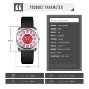 SKMEI Q029 Ladies Phone Number Pattern Dial Leather Strap Quartz Watch(Orange)