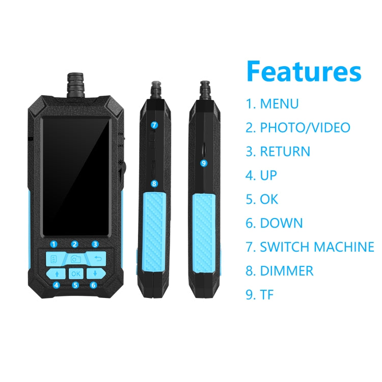P90 14mm 4.5 inch HD 500W Autofocus Camera Endoscope Portable Water-resistant Industrial Pipe Endoscope, Hard Cable Length: 2m