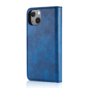 For iPhone 13 DG.MING Crazy Horse Texture Flip Detachable Magnetic Leather Case with Holder & Card Slots & Wallet(Blue)