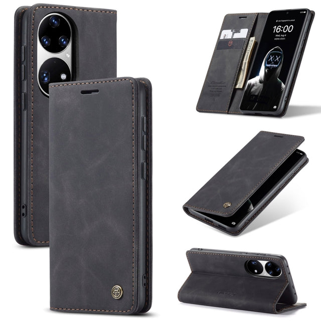 CaseMe 013 Multifunctional Horizontal Flip Leather Case with Holder & Card Slot & Wallet For Huawei P50 Pro(Black)