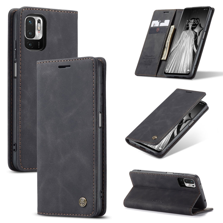 CaseMe 013 Multifunctional Horizontal Flip Leather Case with Holder & Card Slot & Wallet For Xiaomi Redmi Note 10 5G(Black)