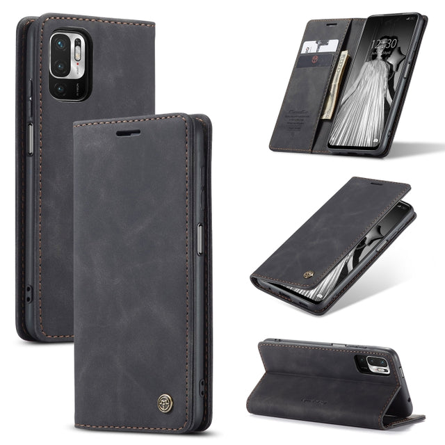 CaseMe 013 Multifunctional Horizontal Flip Leather Case with Holder & Card Slot & Wallet For Xiaomi Redmi Note 10 5G(Black)