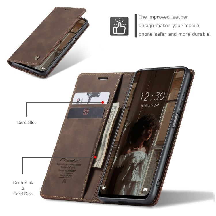 CaseMe 013 Multifunctional Horizontal Flip Leather Case with Holder & Card Slot & Wallet For Xiaomi Redmi Note 10 5G(Coffee)