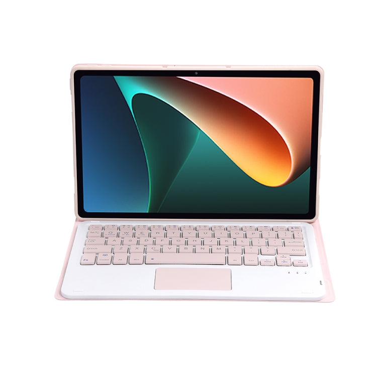 A0N5-A Ultra-thin Detachable Lambskin Texture TPU Bluetooth Keyboard Leather Tablet Case with Holder & Touchpad For Xiaomi Pad 5 / 5 Pro(Pink)