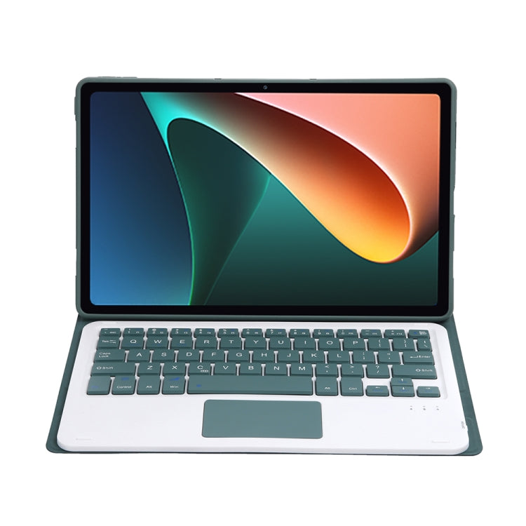 A0N5-A Ultra-thin Detachable Lambskin Texture TPU Bluetooth Keyboard Leather Tablet Case with Holder & Touchpad For Xiaomi Pad 5 / 5 Pro(Dark Green)