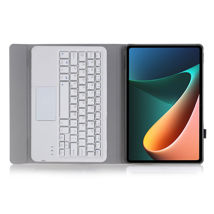 A0N5-A Ultra-thin Detachable Lambskin Texture TPU Bluetooth Keyboard Leather Tablet Case with Holder & Touchpad For Xiaomi Pad 5 / 5 Pro(Dark Green)
