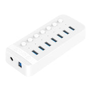 ORICO CT2U3-7AB-WH 7 In 1 Plastic Stripes Multi-Port USB HUB with Individual Switches, EU Plug(White)