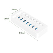 ORICO CT2U3-7AB-WH 7 In 1 Plastic Stripes Multi-Port USB HUB with Individual Switches, EU Plug(White)