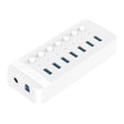ORICO CT2U3-7AB-WH 7 In 1 Plastic Stripes Multi-Port USB HUB with Individual Switches, UK Plug(White) - free shipping - PMC Jewellery - Order now!