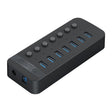 ORICO CT2U3-7AB-BK 7 In 1 Plastic Stripes Multi-Port USB HUB with Individual Switches, AU Plug(Black) - free shipping - PMC Jewellery - Order now!