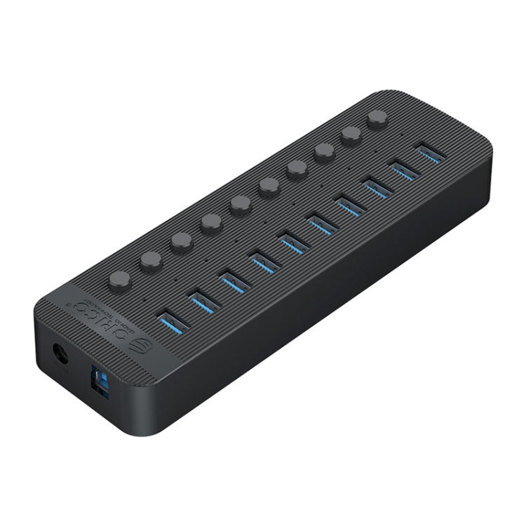 ORICO CT2U3-10AB-BK 10 In 1 Plastic Stripes Multi-Port USB HUB with Individual Switches, UK Plug(Black)