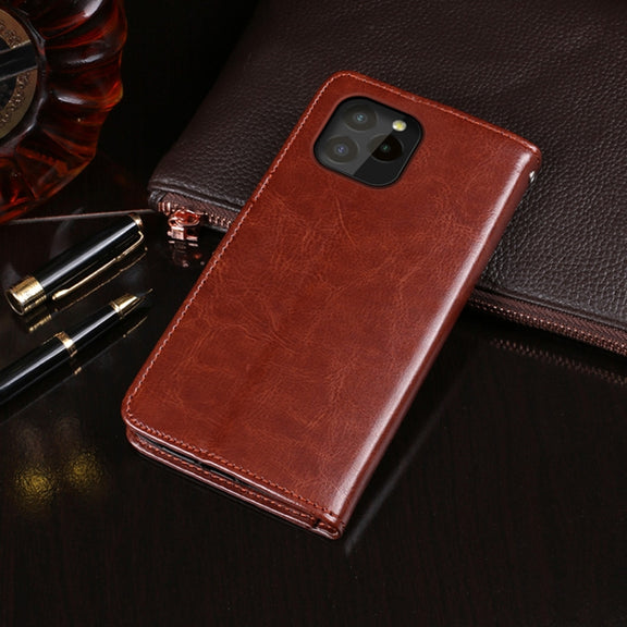 idewei Crazy Horse Texture Horizontal Flip Leather Case with Holder & Card Slots & Wallet For Oukitel C21 Pro(Blue)