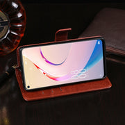 idewei Crazy Horse Texture Horizontal Flip Leather Case with Holder & Card Slots & Wallet For Oukitel C21 Pro(Blue)