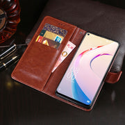 idewei Crazy Horse Texture Horizontal Flip Leather Case with Holder & Card Slots & Wallet For Oukitel C21 Pro(Blue)
