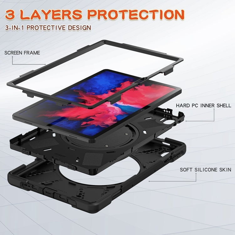 For Lenovo XiaoXin Pad 11 / Pad 11 Plus 2021 / Pad 2022 Silicone + PC Protective Case with Holder & Shoulder Strap(Black)