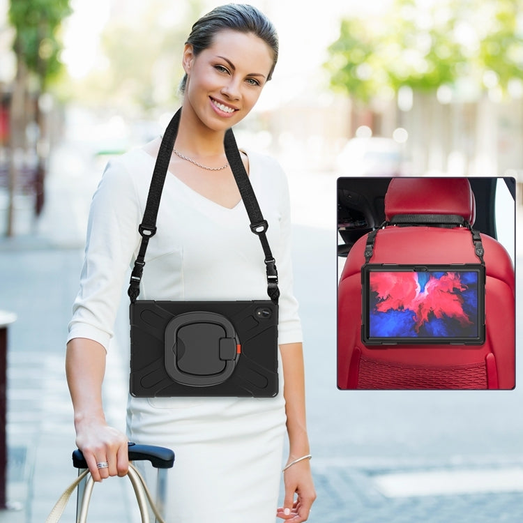 For Lenovo XiaoXin Pad 11 / Pad 11 Plus 2021 / Pad 2022 Silicone + PC Protective Case with Holder & Shoulder Strap(Black)