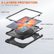 For Lenovo Tab P11 Pro 11.5 inch Silicone + PC Protective Case with Holder & Shoulder Strap(Black)