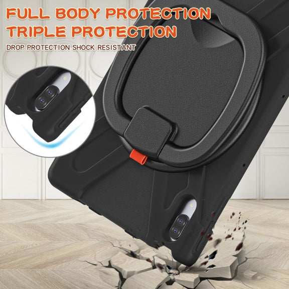 For Lenovo Tab P11 Pro 11.5 inch Silicone + PC Protective Case with Holder & Shoulder Strap(Black)