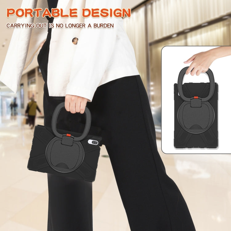 For Lenovo Tab P11 Pro 11.5 inch Silicone + PC Protective Case with Holder & Shoulder Strap(Black)