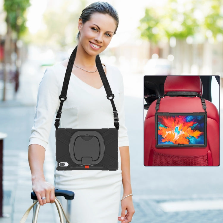 For Lenovo Tab P11 Pro 11.5 inch Silicone + PC Protective Case with Holder & Shoulder Strap(Black)