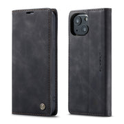 For iPhone 13 CaseMe-013 Multifunctional Retro Frosted Horizontal Flip Leather Case with Card Slot & Holder & Wallet(Black)