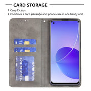For OPPO Reno6 Rhombus Texture Horizontal Flip Magnetic Leather Case with Holder & Card Slots(Grey)