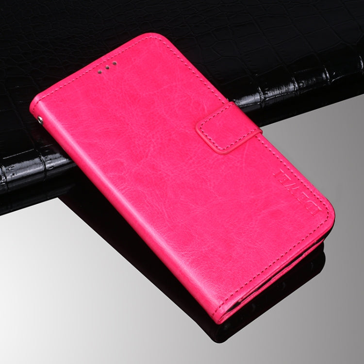 idewei Crazy Horse Texture Horizontal Flip Leather Case with Holder & Card Slots & Wallet For Tecno Spark 7P(Rose Red)