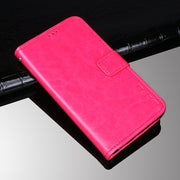 idewei Crazy Horse Texture Horizontal Flip Leather Case with Holder & Card Slots & Wallet For Tecno Spark 7P(Rose Red)