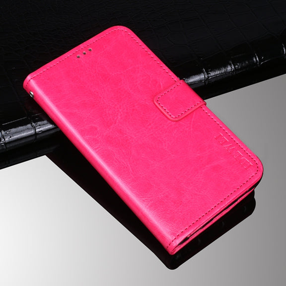 idewei Crazy Horse Texture Horizontal Flip Leather Case with Holder & Card Slots & Wallet For Tecno Spark 7P(Rose Red)