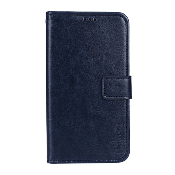 idewei Crazy Horse Texture Horizontal Flip Leather Case with Holder & Card Slots & Wallet For Tecno Spark 7P(Blue)
