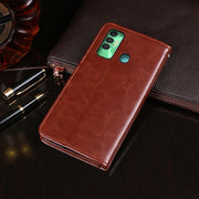 idewei Crazy Horse Texture Horizontal Flip Leather Case with Holder & Card Slots & Wallet For Tecno Spark 7P(Red)